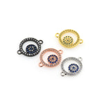 Round Ring with Evil Eye Connector,Micro Pave  CZ Charms Jewelry Findings Supplies 18x13mm
