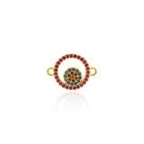 Shiny Round Hollow Evil Eye Connector-DIY Jewelry Making Accessories    18x13mm