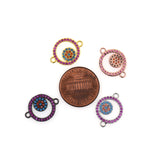 Shiny Round Hollow Evil Eye Connector-DIY Jewelry Making Accessories    18x13mm