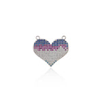 Shiny Heart Shaped Zircon Connector-DIY Jewelry Making Accessories   26x24mm