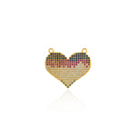 Shiny Heart Shaped Zircon Connector-DIY Jewelry Making Accessories   26x24mm