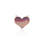 Shiny Heart Shaped Zircon Connector-DIY Jewelry Making Accessories   26x24mm