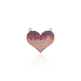 Shiny Heart Shaped Zircon Connector-DIY Jewelry Making Accessories   26x24mm