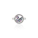 Round Duck Zircon Connector-DIY Jewelry Making Accessories  20x14mm