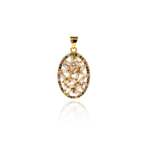 Oval Zircon Connector-DIY Jewelry Making Accessories   16x26mm