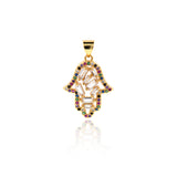 Exquisite Hamsa Zircon Connector-DIY Jewelry Making Accessories   17x23mm