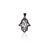 Exquisite Hamsa Zircon Connector-DIY Jewelry Making Accessories   17x23mm