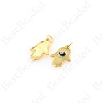 Hamsa Hand Pendant,Gold Plated Enamel Eye Bracelet/Necklace Charms 12x19mm