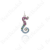Seahorse Pendants,Cubic Pave Ocean Charms 9x21mm