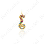 Seahorse Pendants,Cubic Pave Ocean Charms 9x21mm