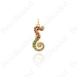 Seahorse Pendants,Cubic Pave Ocean Charms 9x21mm