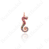 Seahorse Pendants,Cubic Pave Ocean Charms 9x21mm