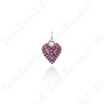 Cubic Heart Pendants,CZ Stone Heart Jewelry Making Accessory 9x11mm