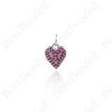 Cubic Heart Pendants,CZ Stone Heart Jewelry Making Accessory 9x11mm