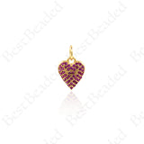 Cubic Heart Pendants,CZ Stone Heart Jewelry Making Accessory 9x11mm