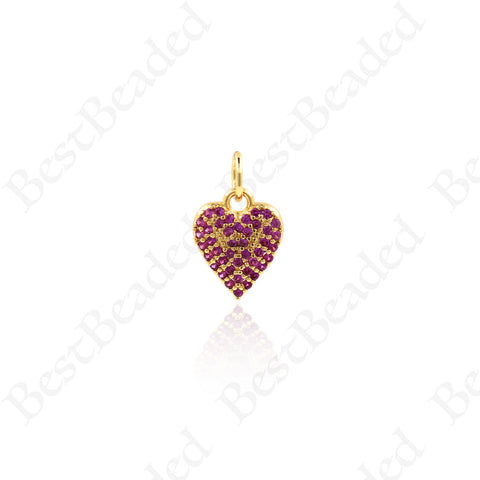 Cubic Heart Pendants,CZ Stone Heart Jewelry Making Accessory 9x11mm