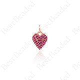 Cubic Heart Pendants,CZ Stone Heart Jewelry Making Accessory 9x11mm