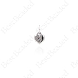 Mini Heart Charms,Brass Metal Pave CZ Stone Pendants 6x7