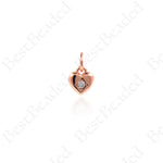 Mini Heart Charms,Brass Metal Pave CZ Stone Pendants 6x7