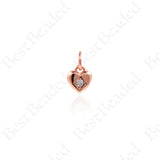 Mini Heart Charms,Brass Metal Pave CZ Stone Pendants 6x7