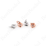 Mini Heart Charms,Brass Metal Pave CZ Stone Pendants 6x7
