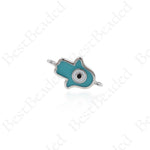 Hamsa Hand Connector Spacers,Turquoise Enamel Evil Eye Links 16x10mm