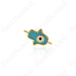 Hamsa Hand Connector Spacers,Turquoise Enamel Evil Eye Links 16x10mm