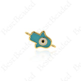 Hamsa Hand Connector Spacers,Turquoise Enamel Evil Eye Links 16x10mm