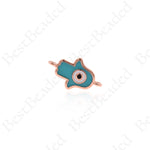 Hamsa Hand Connector Spacers,Turquoise Enamel Evil Eye Links 16x10mm