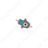 Hamsa Hand Connector Spacers,Turquoise Enamel Evil Eye Links 16x10mm