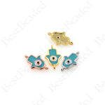 Hamsa Hand Connector Spacers,Turquoise Enamel Evil Eye Links 16x10mm