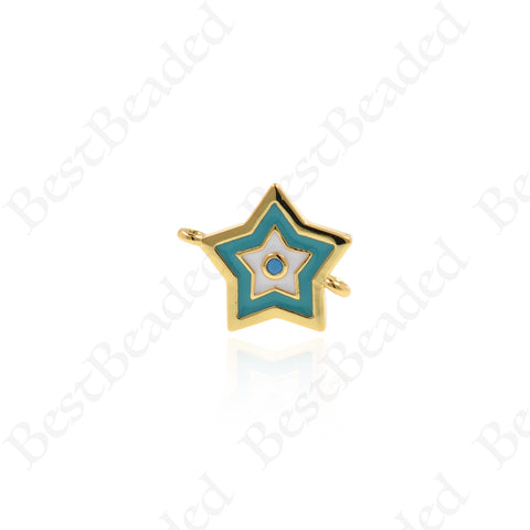 Star Connector,Turquoise Enamel Geometric Spacers 16x13mm