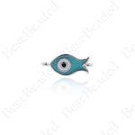 Enamel Fish Connector Links,Turquoise Evil Eye Pendant Spacers 15x7mm