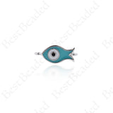 Enamel Fish Connector Links,Turquoise Evil Eye Pendant Spacers 15x7mm