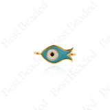 Enamel Fish Connector Links,Turquoise Evil Eye Pendant Spacers 15x7mm