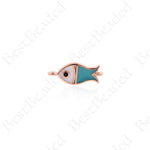 Enamel Fish Connector Links,Turquoise Evil Eye Pendant Spacers 15x7mm