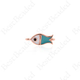 Enamel Fish Connector Links,Turquoise Evil Eye Pendant Spacers 15x7mm