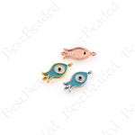 Enamel Fish Connector Links,Turquoise Evil Eye Pendant Spacers 15x7mm