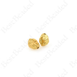 Hammering Oval Bead Spacers,Matte Gold Plated Nugget Beads 11x7mm