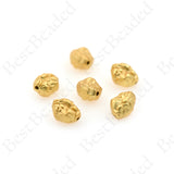 Hammering Oval Bead Spacers,Matte Gold Plated Nugget Beads 11x7mm