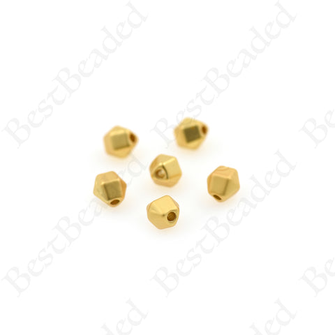 Cut Brass Spacer Beads,Faceted Matte Gold Slider Bead 6x5mm