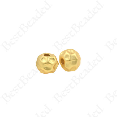 Brass Round Ball Bead Spacers,Matte Gold Hammered Connector Beads 10x8mm
