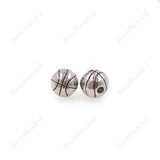 Basketball Spacer Charms,Brass Round Ball Beads 9mm