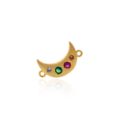 Minimalist Moon Zircon Connector-Jewelry Making Accessories   19x10.8mm
