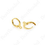 Brass Leverback Earrings,Gold Plated Huggie Earring Hoops 12x15mm