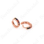 Rainbow Huggie Earrings,Multi-color Cubic CZ Earring Hoops 14x2.5mm