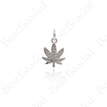 Clear Cubic Leaves Pendant,Rhinestone Maple Leaf Charms Jewelry 10x13mm