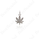 Clear Cubic Leaves Pendant,Rhinestone Maple Leaf Charms Jewelry 10x13mm