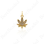 Clear Cubic Leaves Pendant,Rhinestone Maple Leaf Charms Jewelry 10x13mm