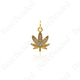 Clear Cubic Leaves Pendant,Rhinestone Maple Leaf Charms Jewelry 10x13mm